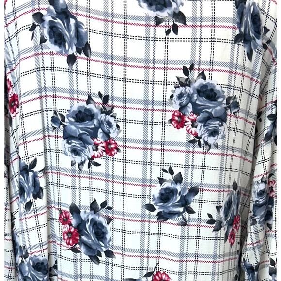 Como Vintage Womens 3X Plaid Floral V-Neck Tunic Top - Picture 6 of 10